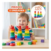 Pack2 Figuras Apilables Multicolor para Juego Creativo en Casa con Familia Y+Regalo Sticker